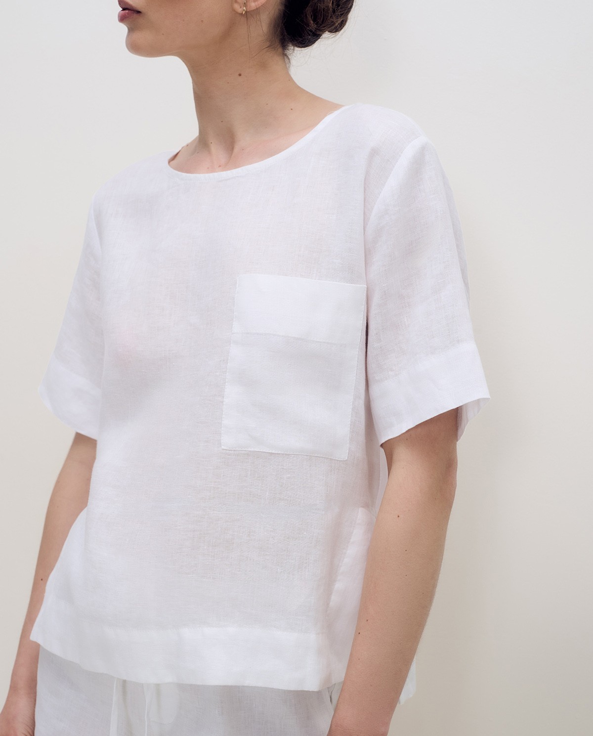 Blusa lino manga corta