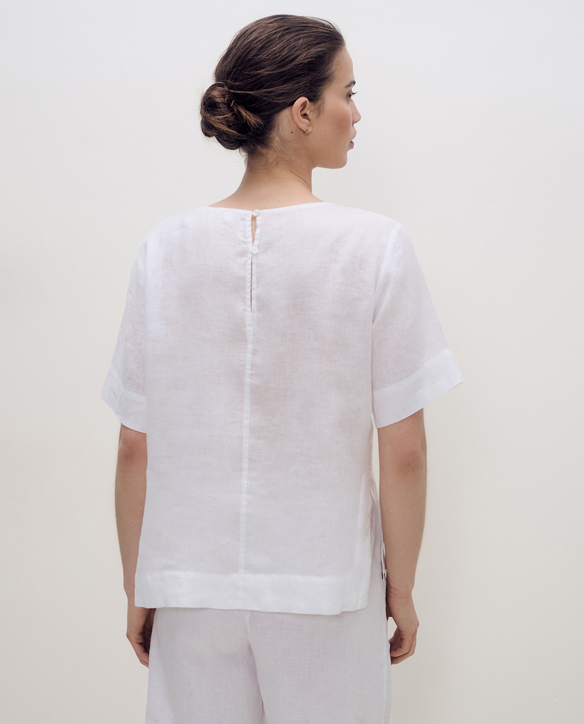 Blusa lino manga corta