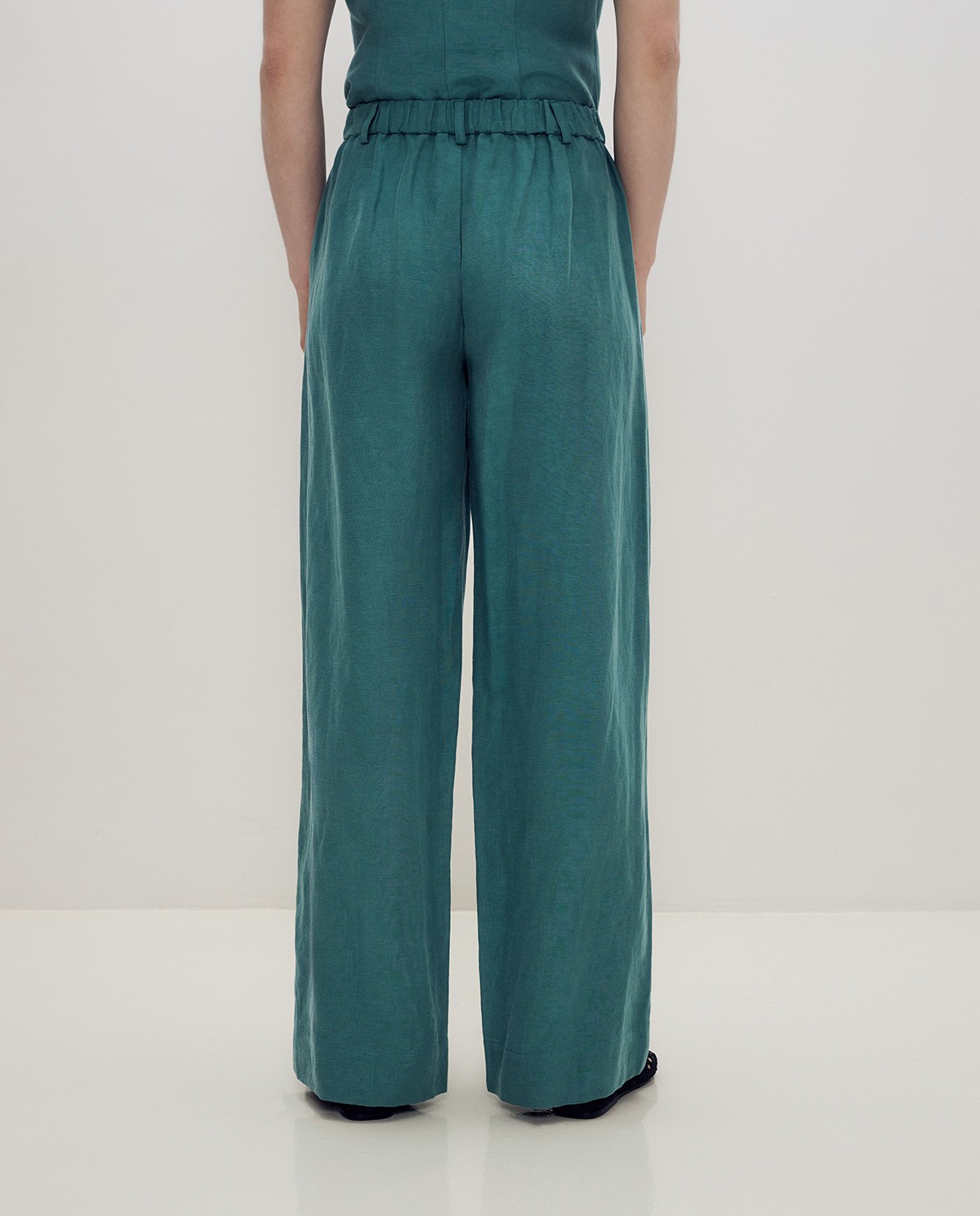 Pantalón traje recto mezcla lino