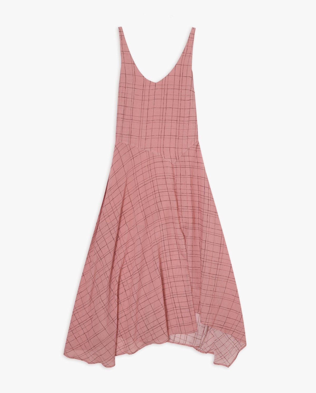 Vestido largo de tirantes con estampado de cuadros y abertura lateral 6