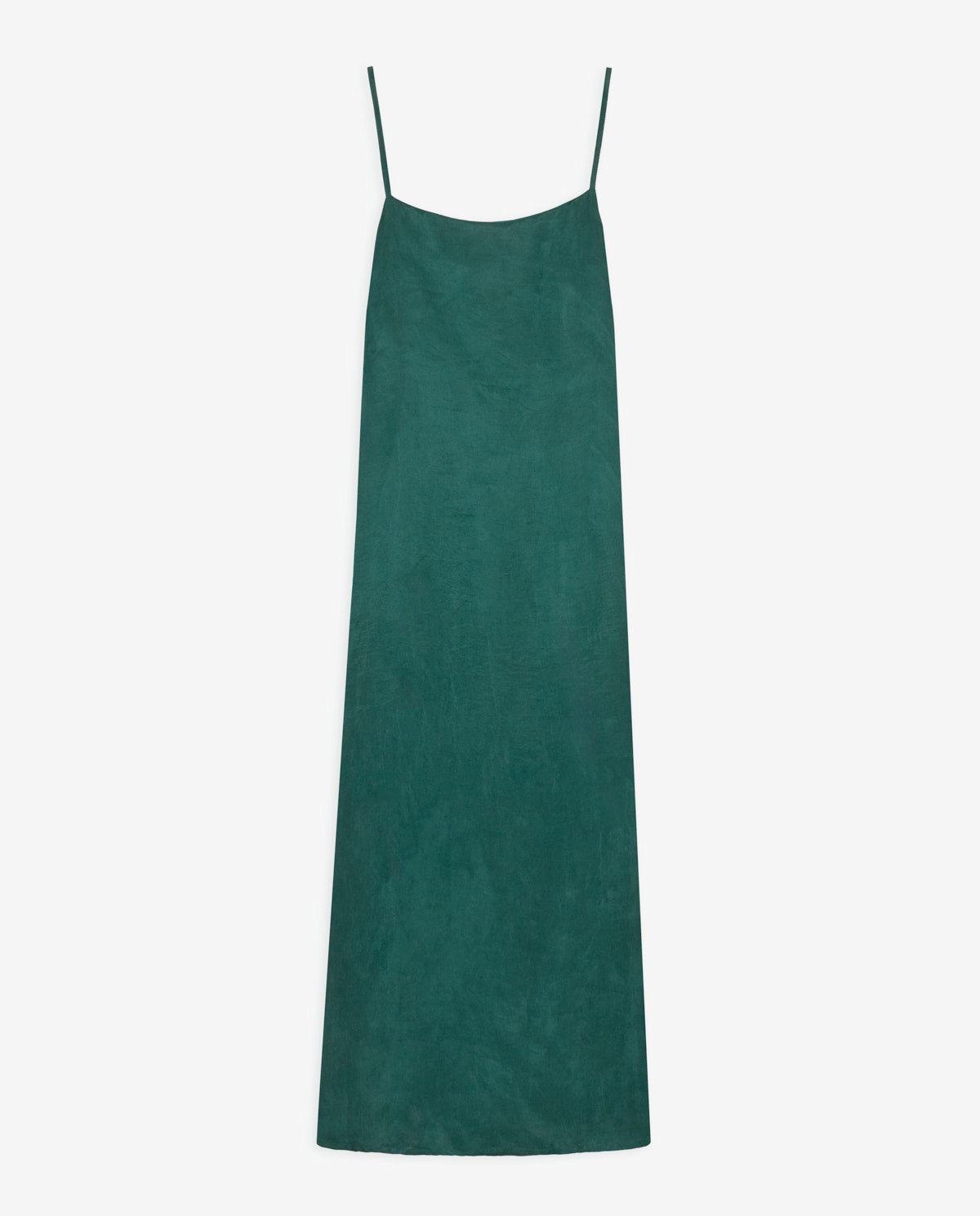 Vestido lencero largo de tirantes finos con tejido fluido y acabado sedoso 5