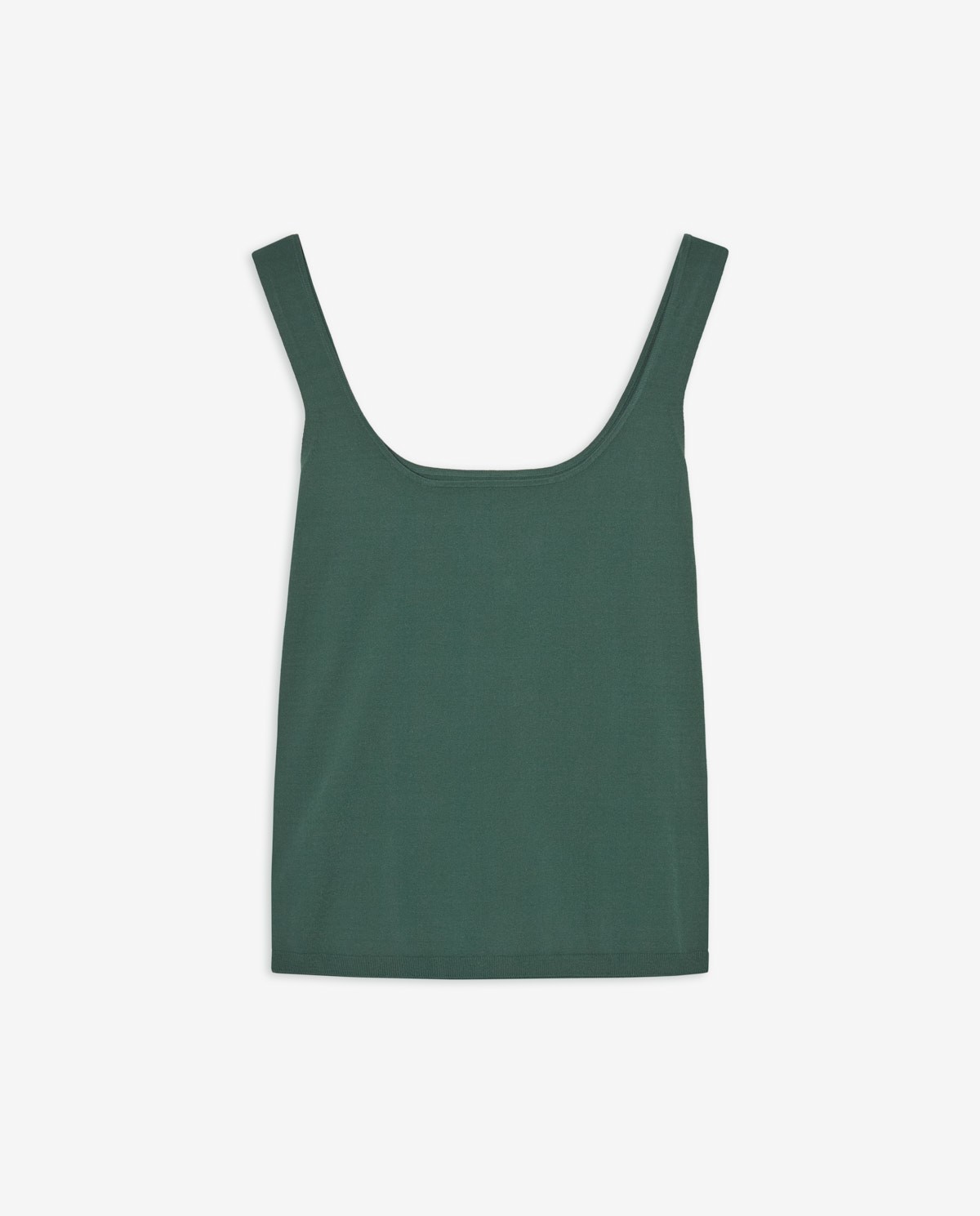 Top de tirantes anchos en punto fino verde con escote cuadrado 5