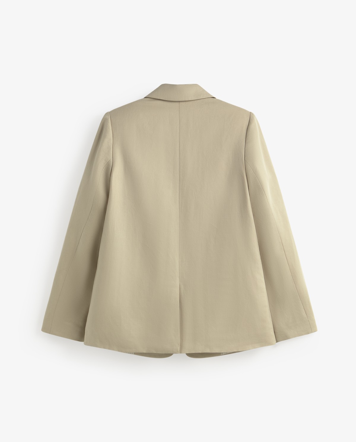 Blazer mezcla lino con botones en color beige, vista frontal con detalle del tejido 10