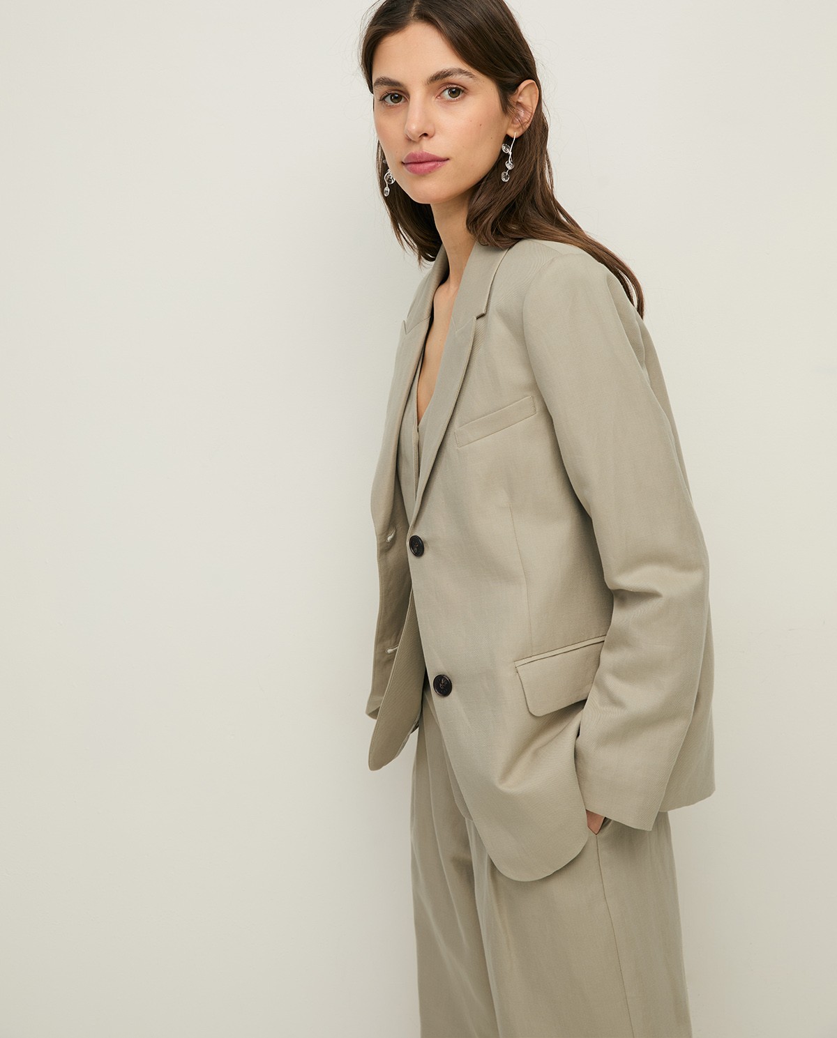 Blazer mezcla lino con botones