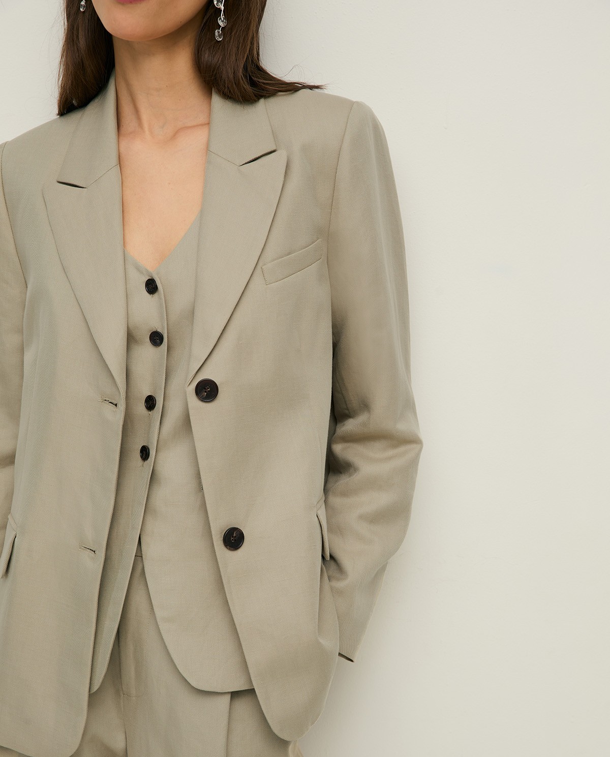 Blazer mezcla lino con botones