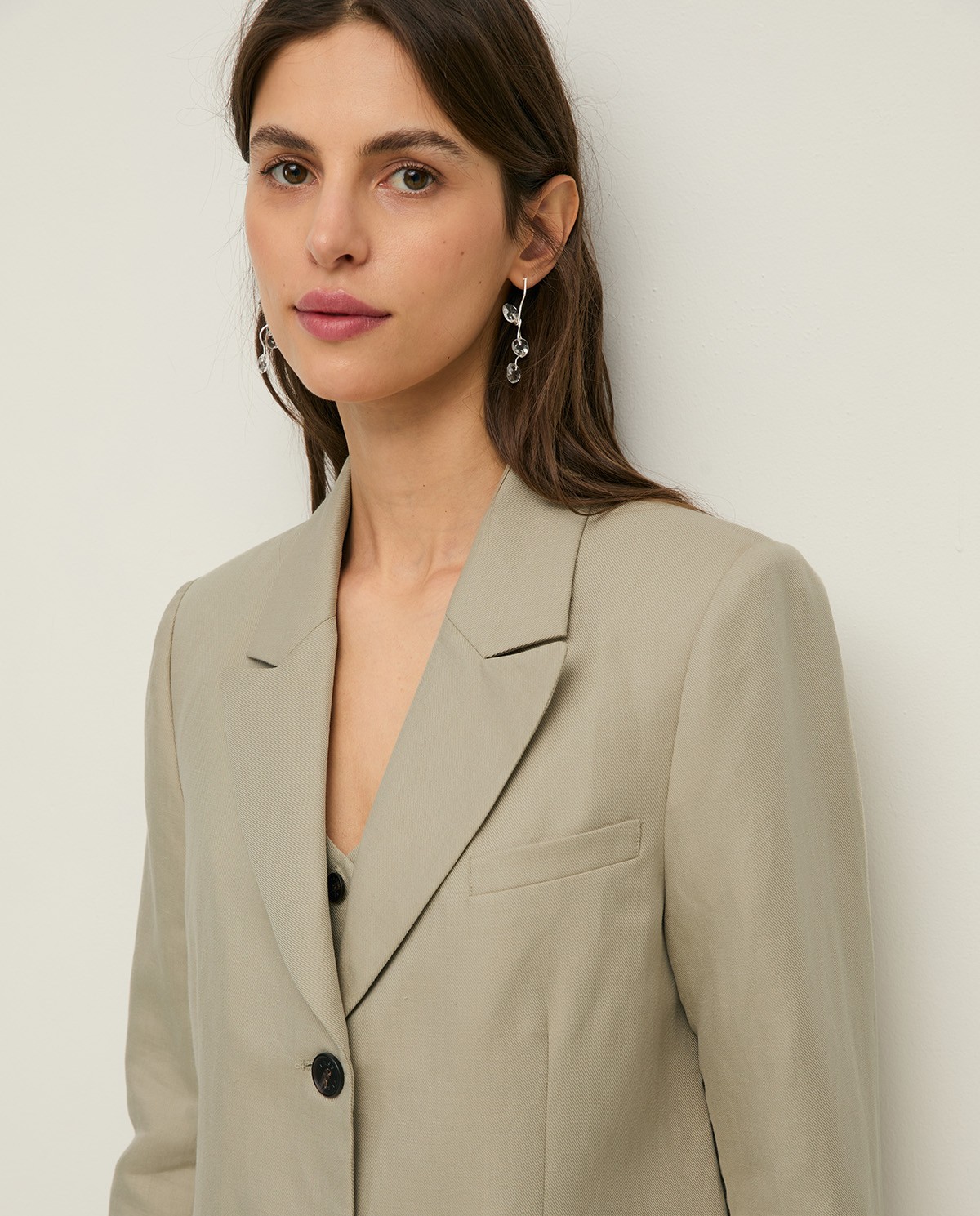 Blazer mezcla lino con botones