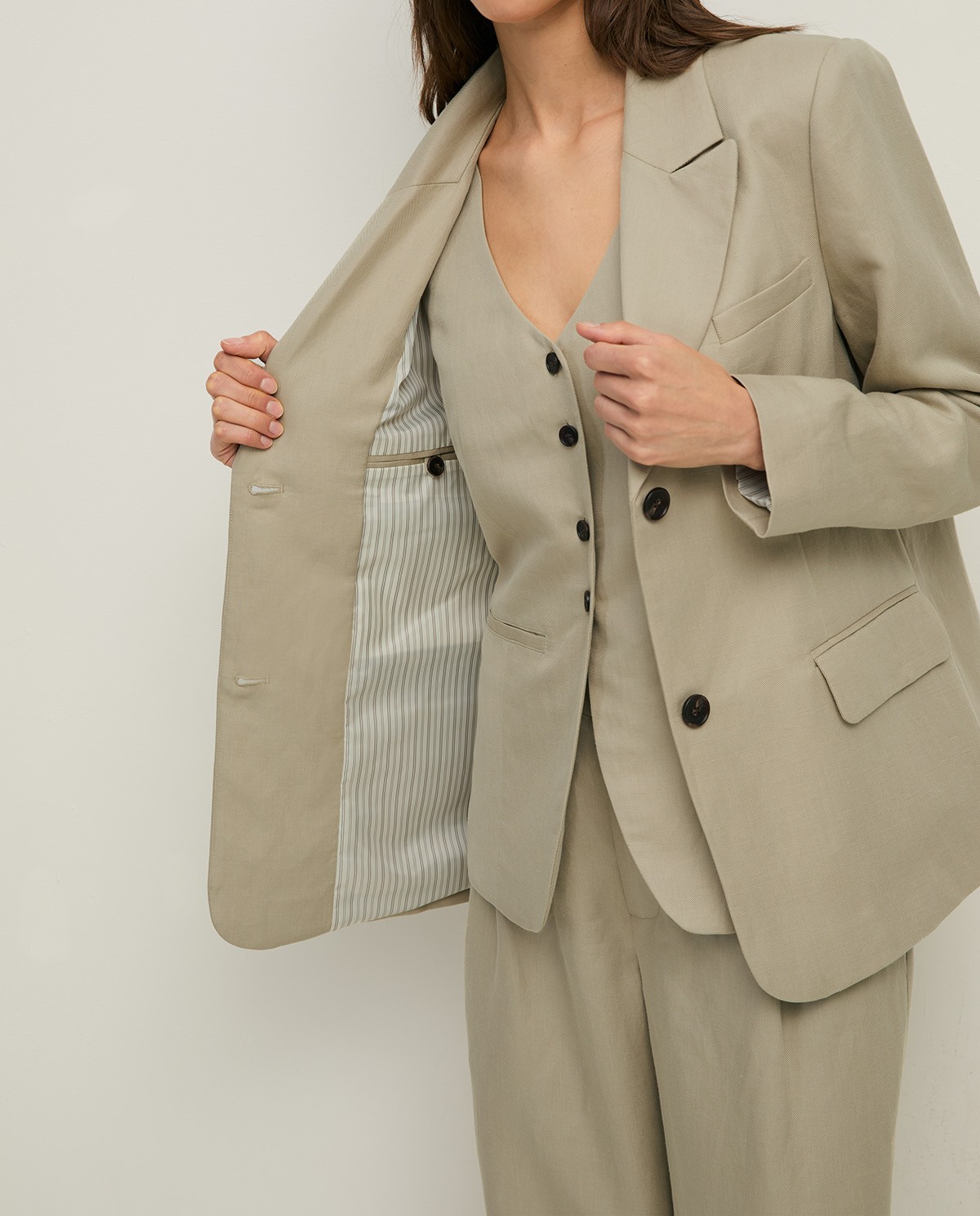 Blazer mezcla lino con botones