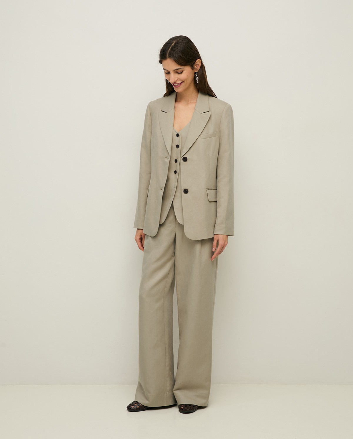 Blazer mezcla lino con botones