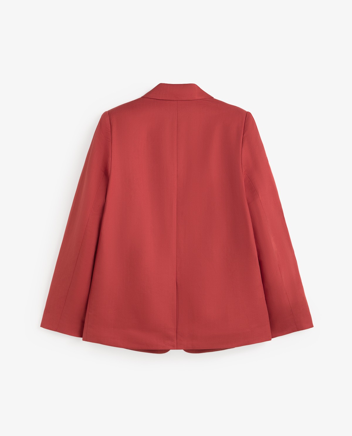 Blazer mezcla lino con botones en color burdeos, vista frontal con detalle del tejido 12