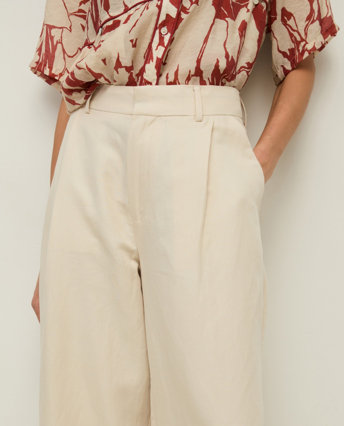 Wide-leg linen-blend tailored trousers|Yerse 2