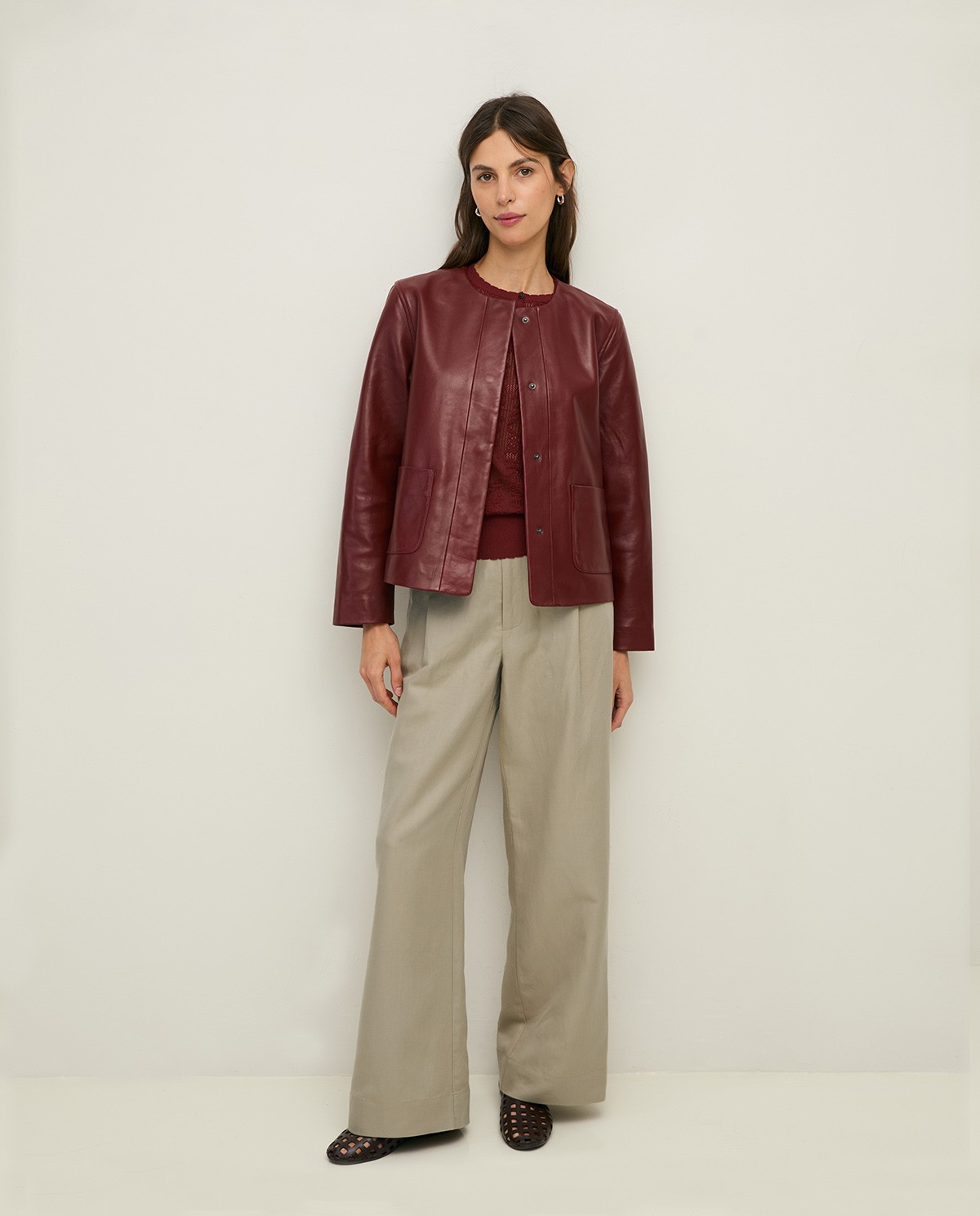 Wide-leg linen-blend tailored trousers|Yerse
