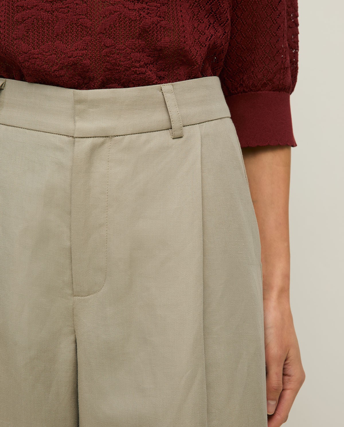 Wide-leg linen-blend tailored trousers|Yerse 5