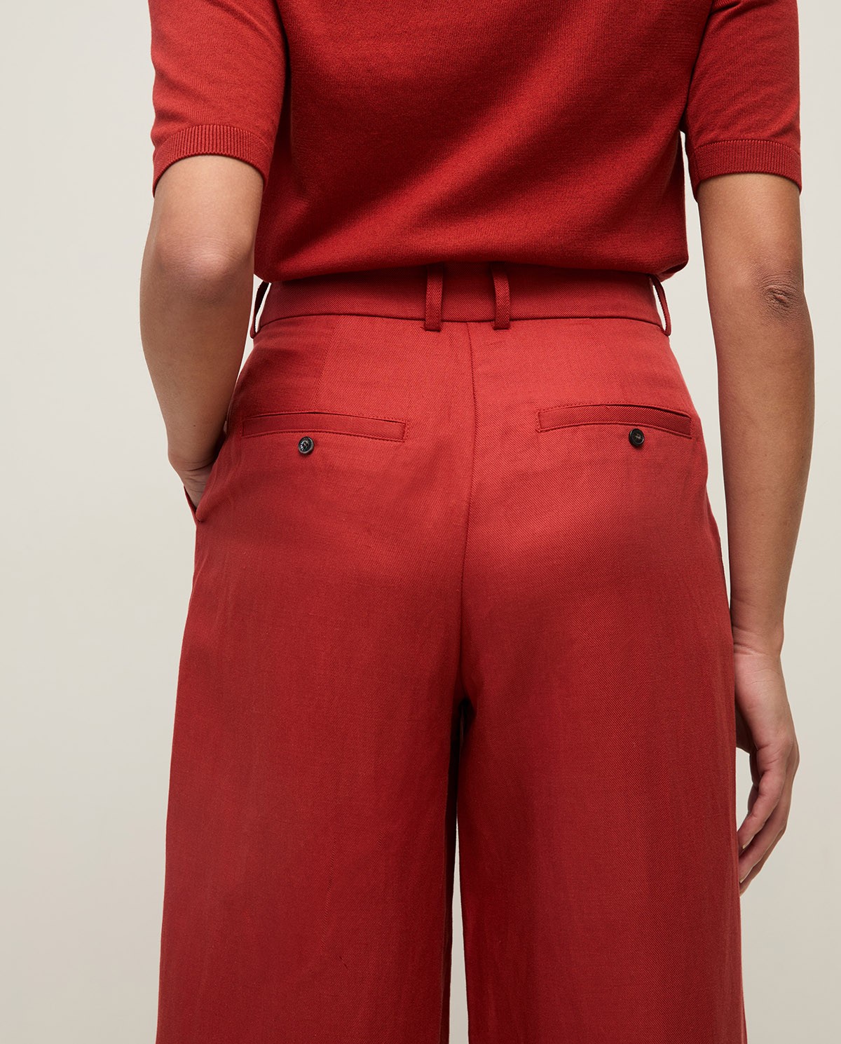 Wide-leg linen-blend tailored trousers|Yerse 4