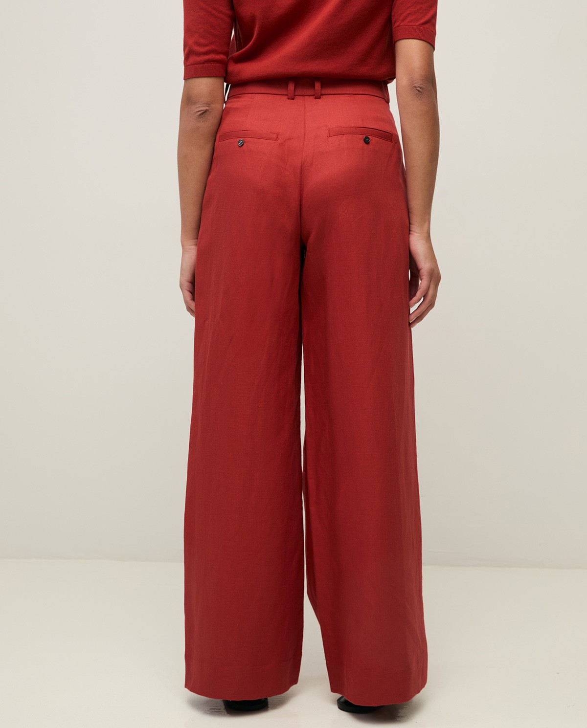 Wide-leg linen-blend tailored trousers|Yerse 5