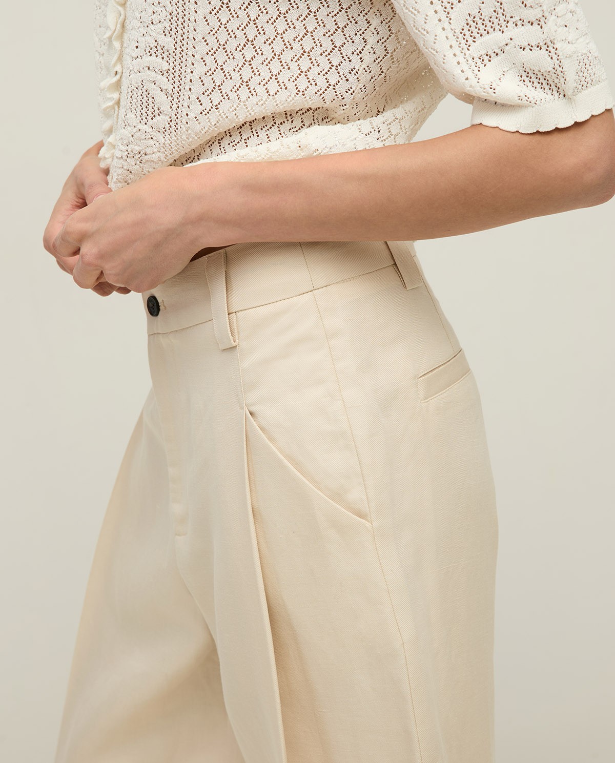 Bermuda sastre wide leg mezcla lino