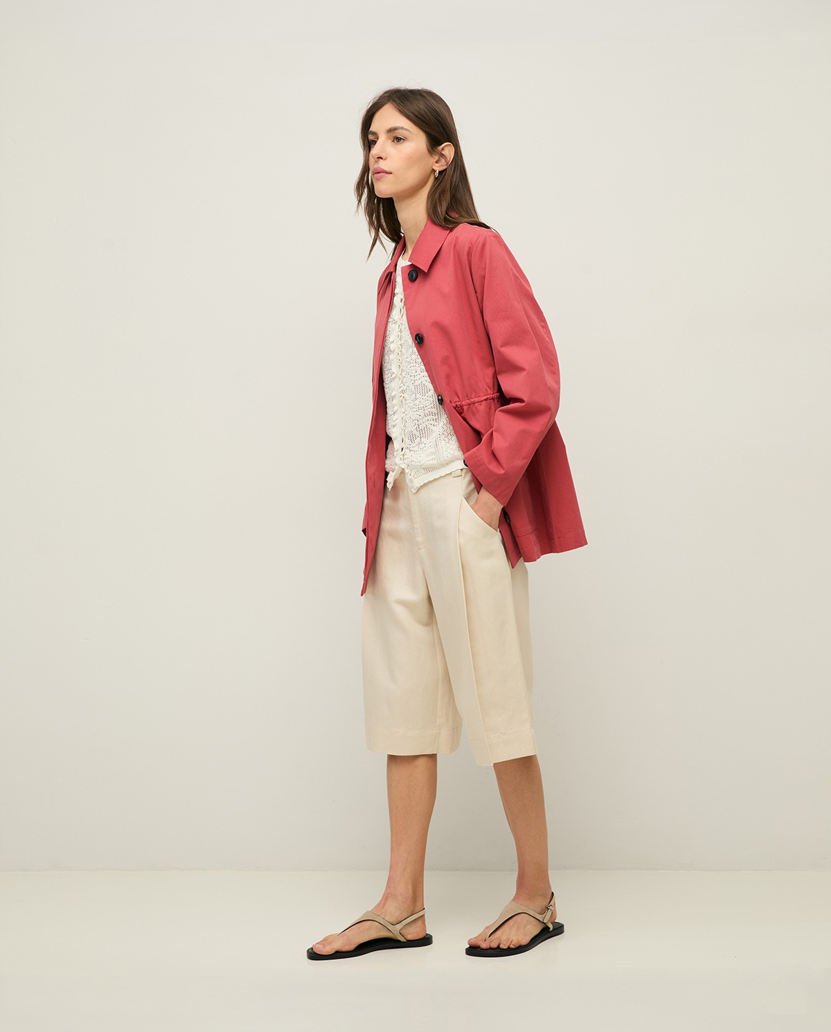 Bermuda sastre wide leg mezcla lino