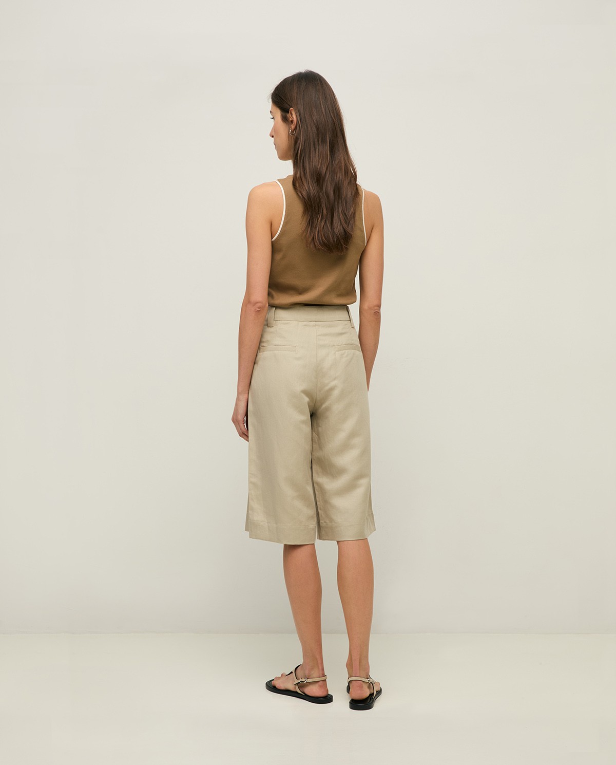 Bermuda sastre wide leg mezcla lino