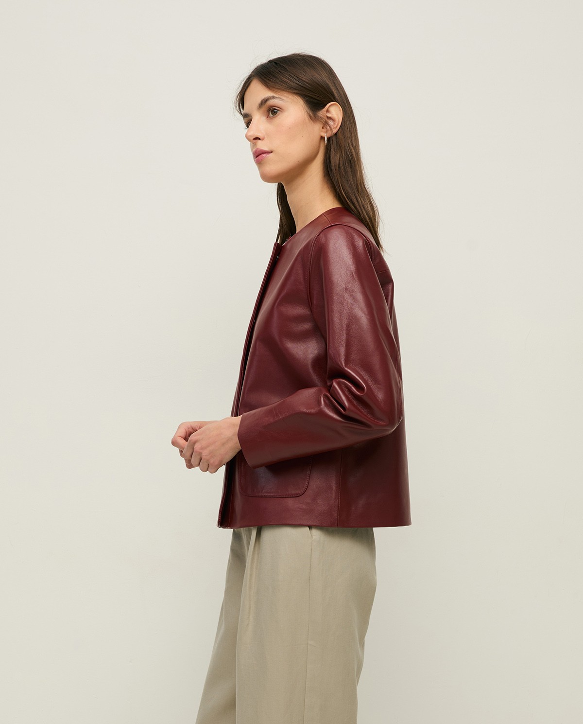 Jaqueta de pell de napa butxaques plastró|Yerse 7