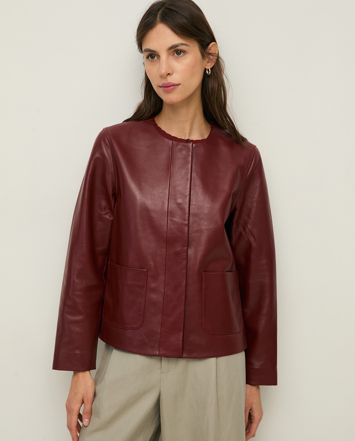 Jaqueta de pell de napa butxaques plastró|Yerse 8