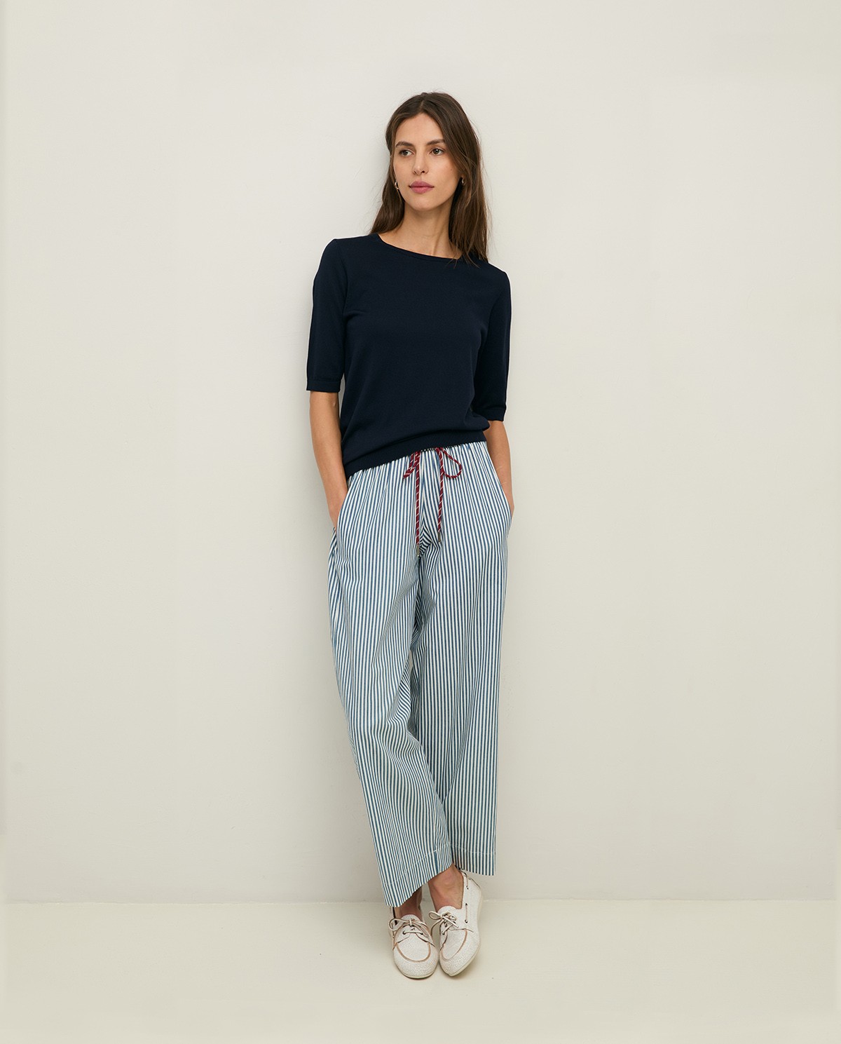 Wide-leg striped trousers|Yerse 1
