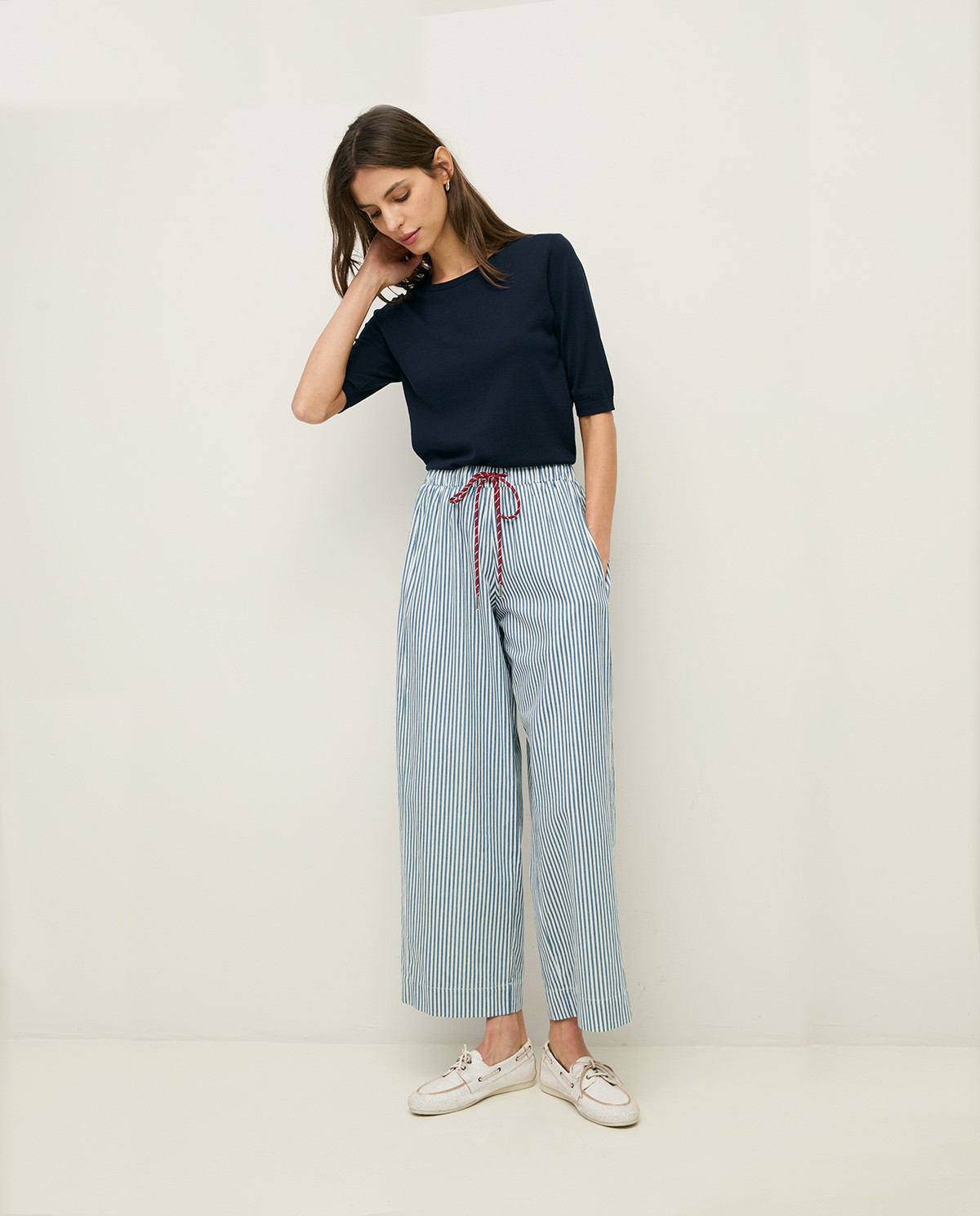 Wide-leg striped trousers|Yerse 6
