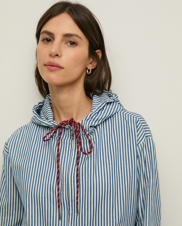Striped-cotton hooded jacket|Yerse