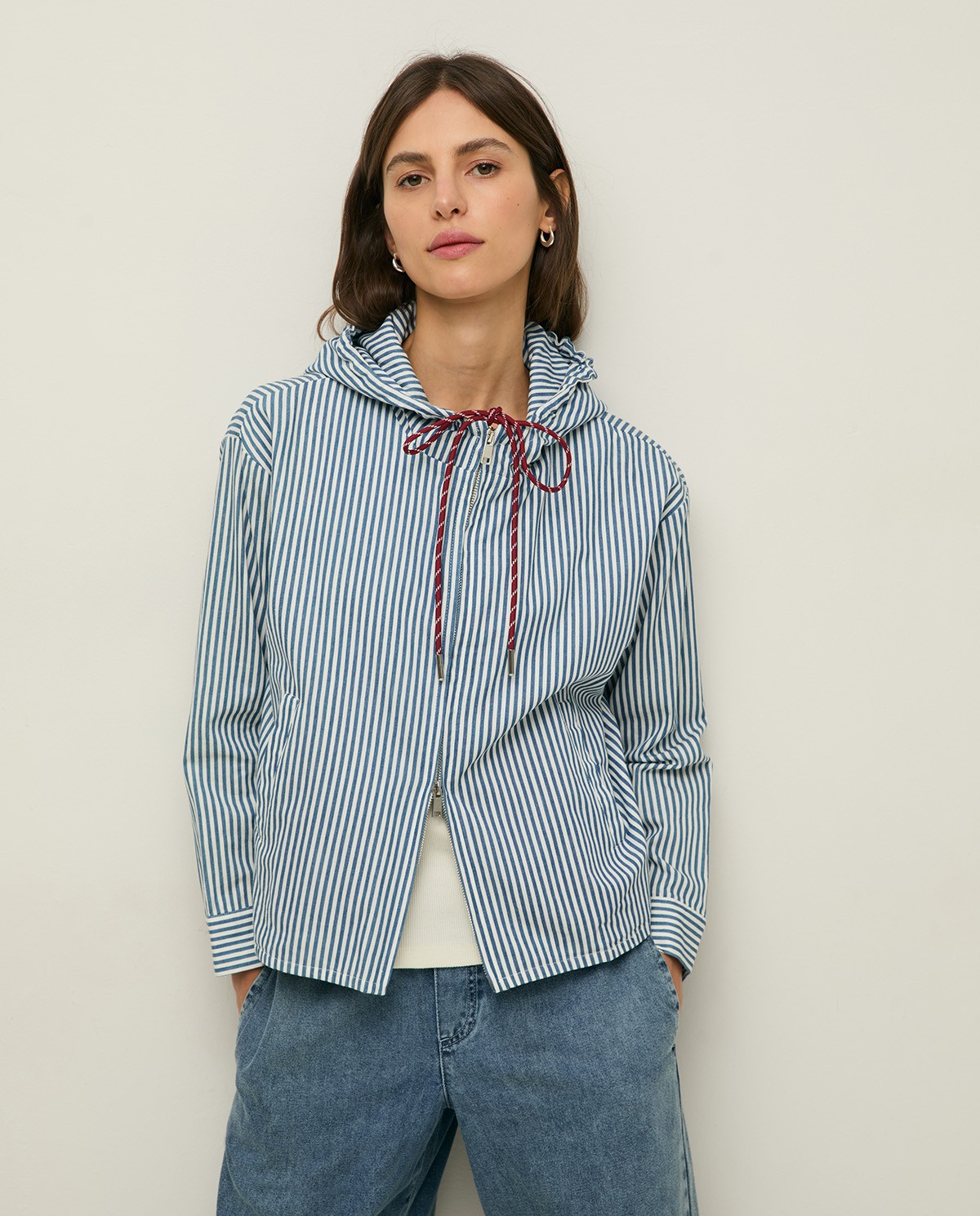 Striped-cotton hooded jacket|Yerse 2