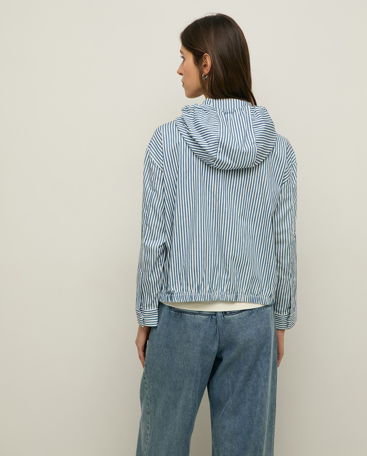Striped-cotton hooded jacket|Yerse 5
