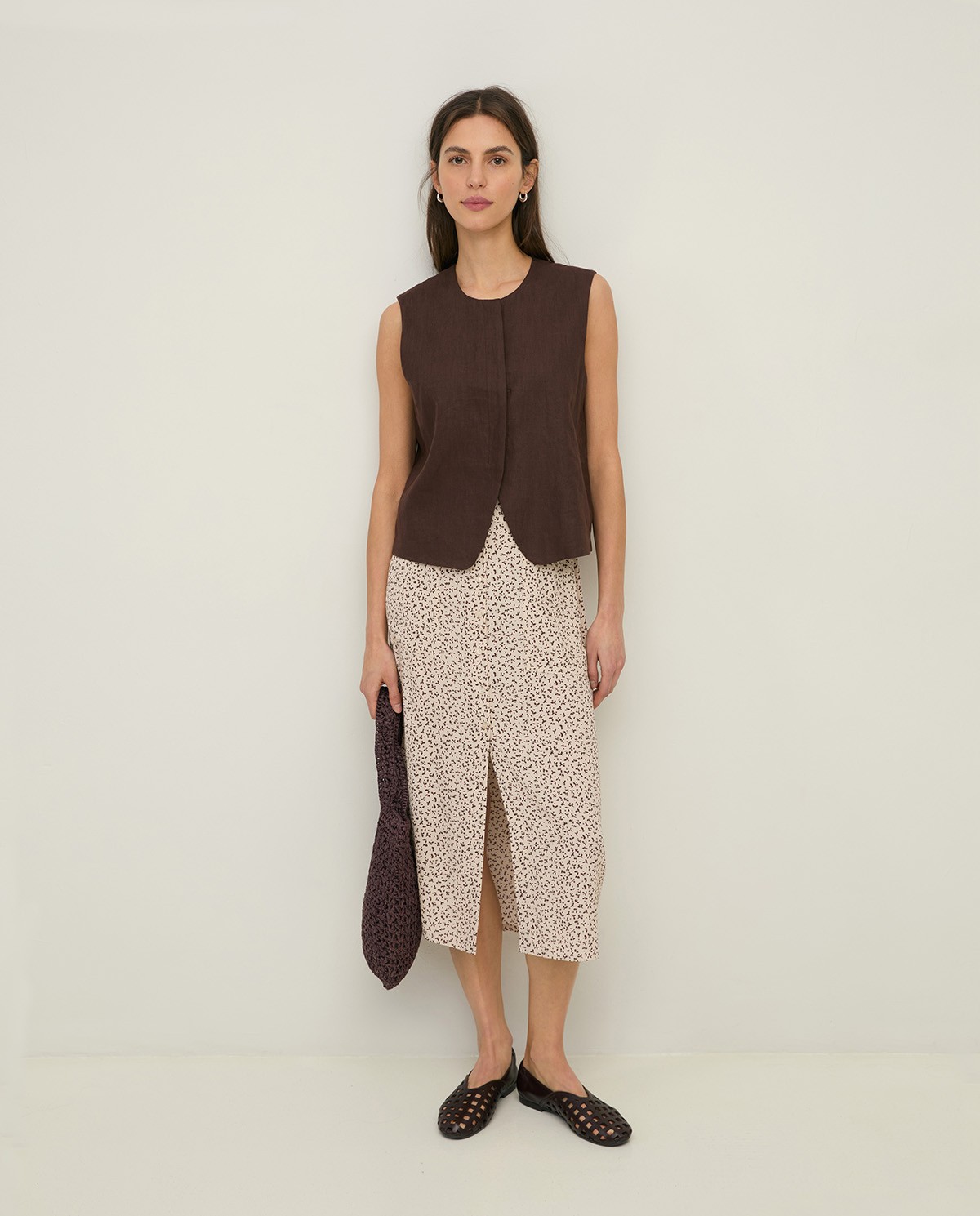 EcoVero™ print midi skirt |Yerse