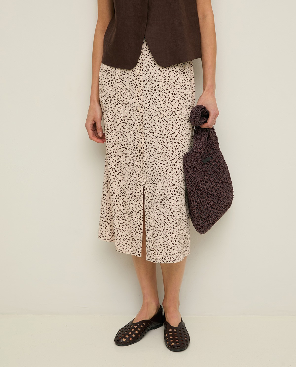 EcoVero™ print midi skirt |Yerse 2