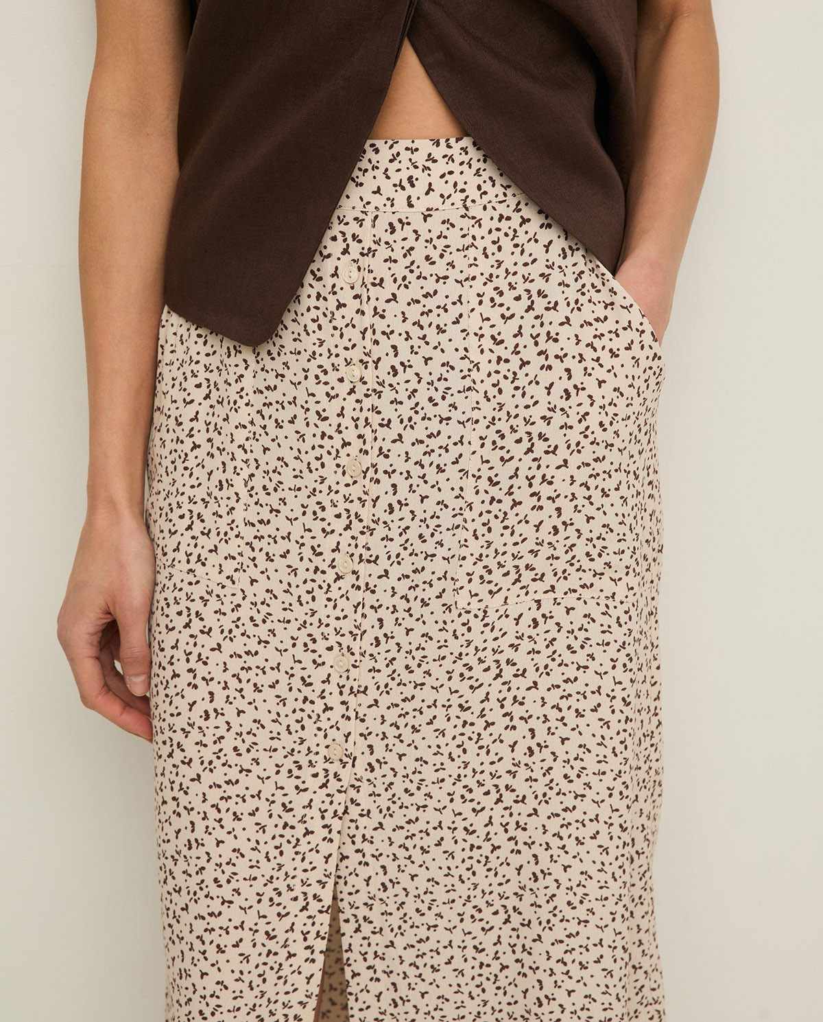 EcoVero™ print midi skirt |Yerse 3