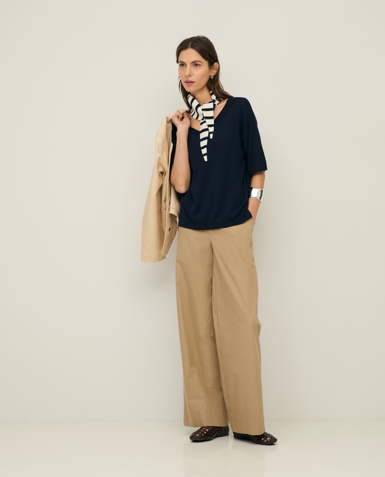Wide-leg poplin trousers|Yerse