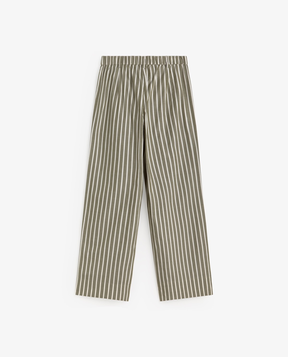 Pantalón wide leg popelín en color caqui, vista frontal con detalle del tejido 8