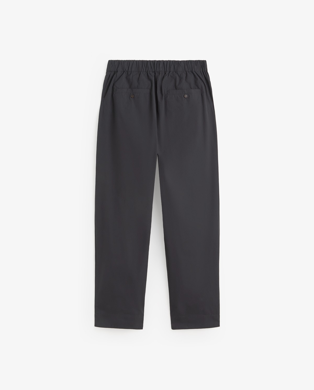 Pantalón recto popelín en color azul oscuro, vista frontal con detalle del tejido 8