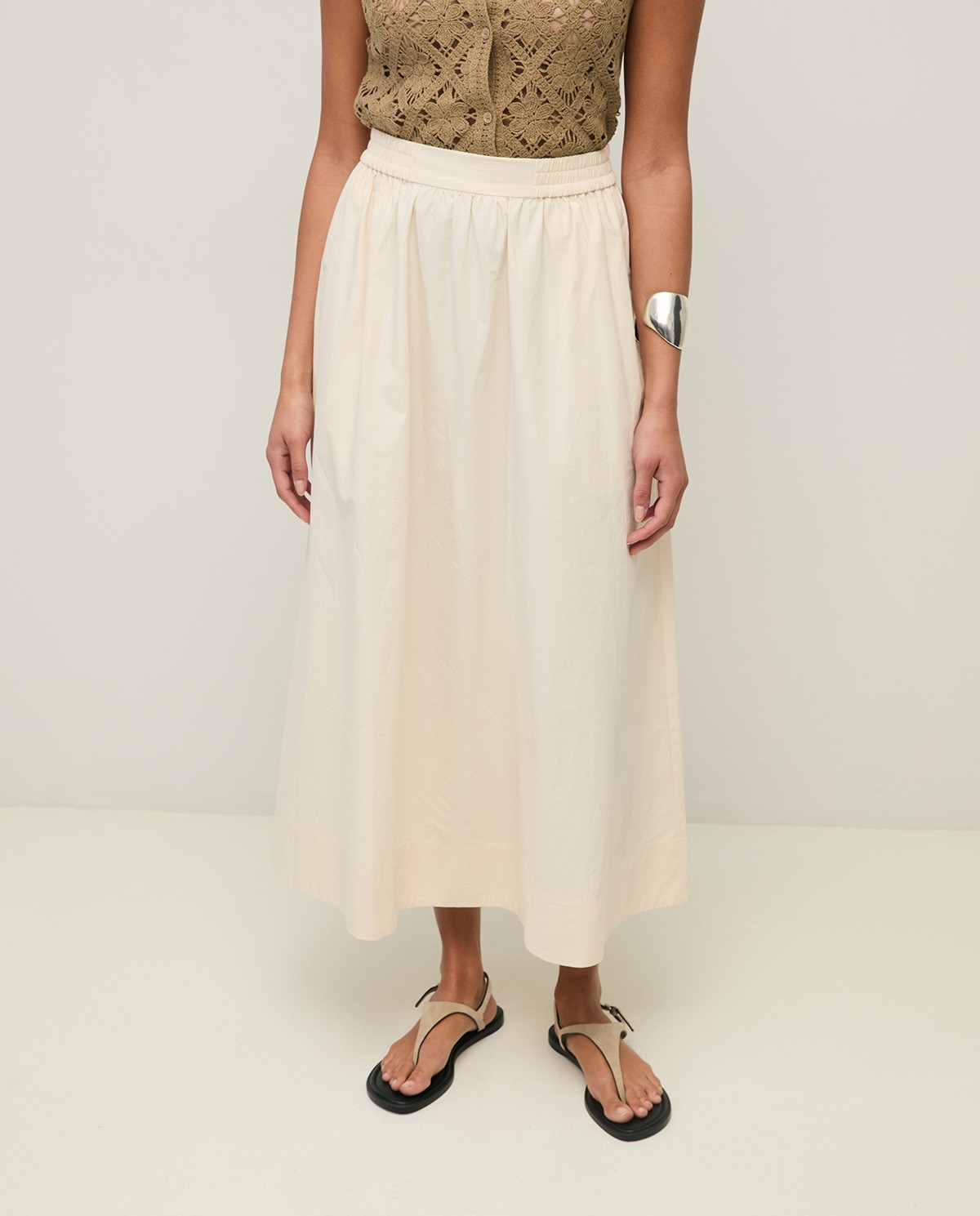 Long cotton poplin skirt|Yerse 1