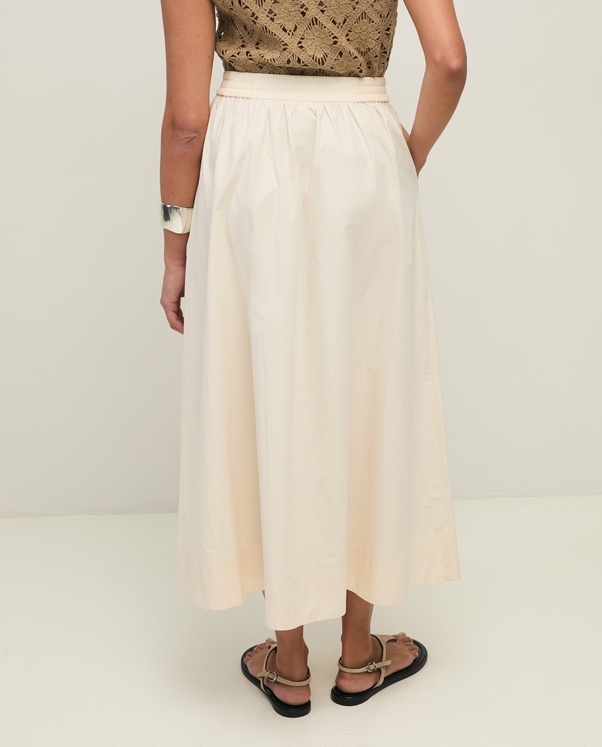 Long cotton poplin skirt|Yerse 3