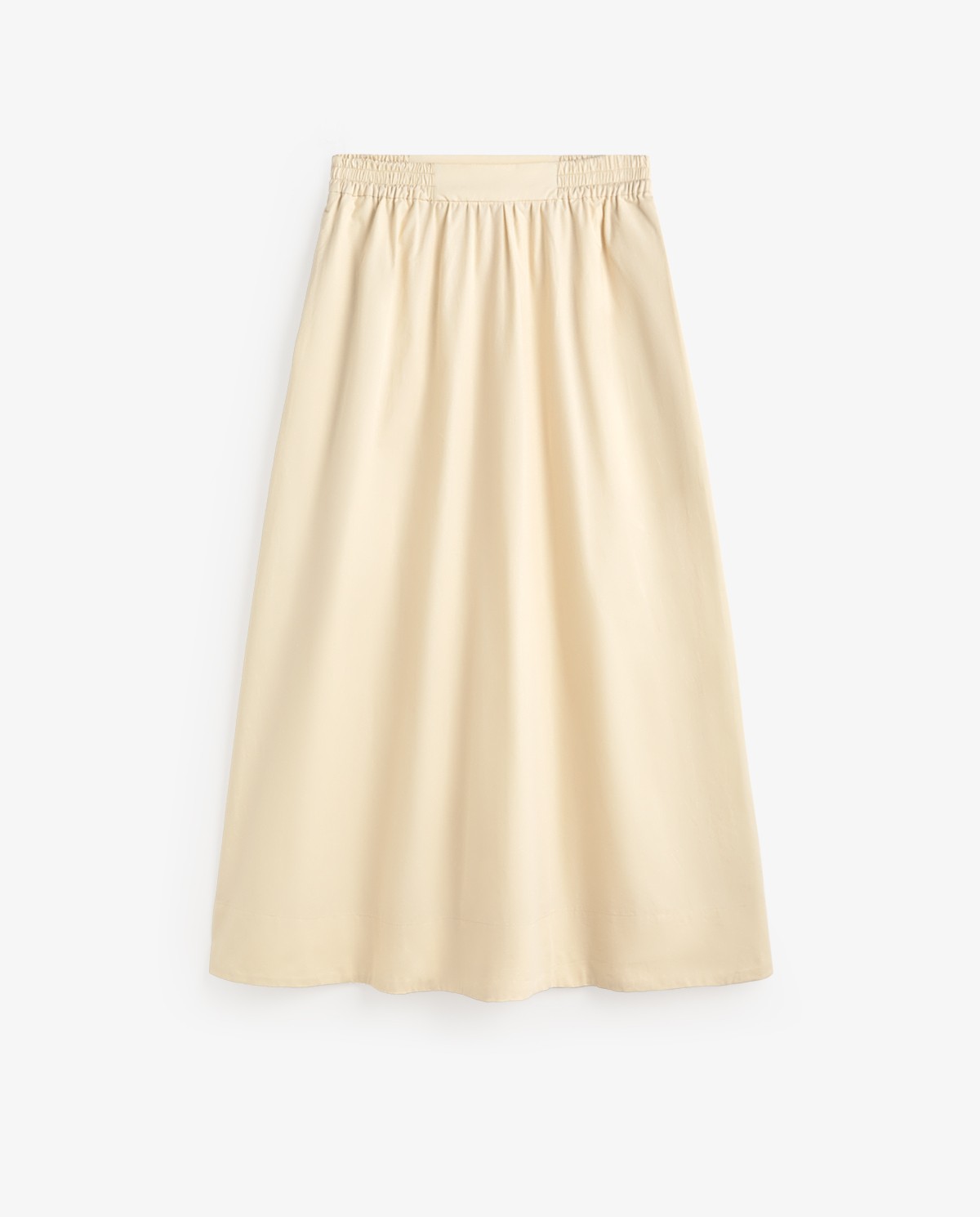 Falda larga popelín de algodón en color crudo, vista frontal con detalle del tejido 4