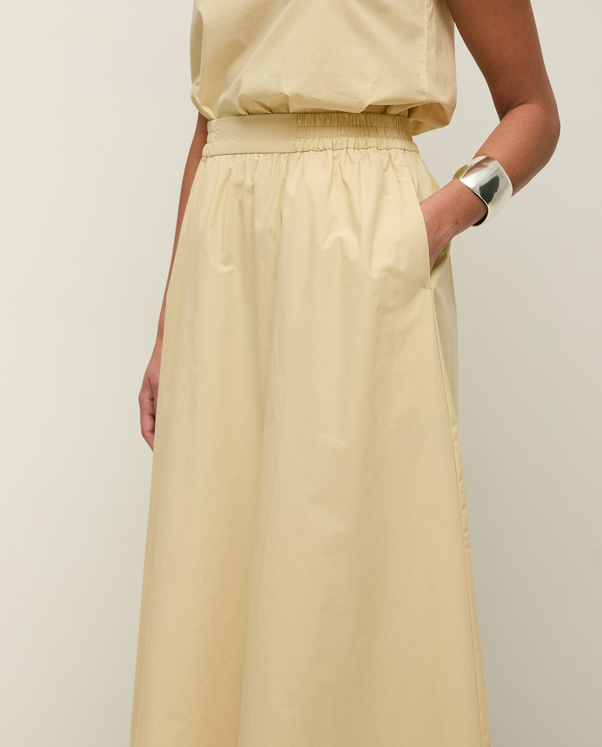 Long cotton poplin skirt|Yerse 2