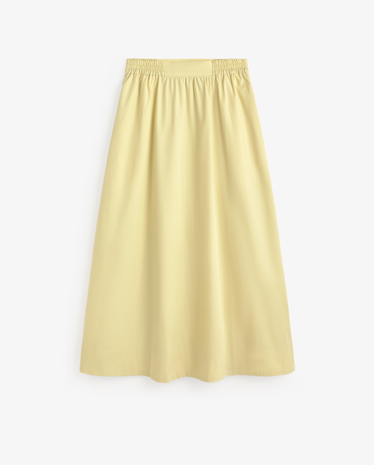 Falda larga popelín de algodón en color amarillo, vista frontal con detalle del tejido 7