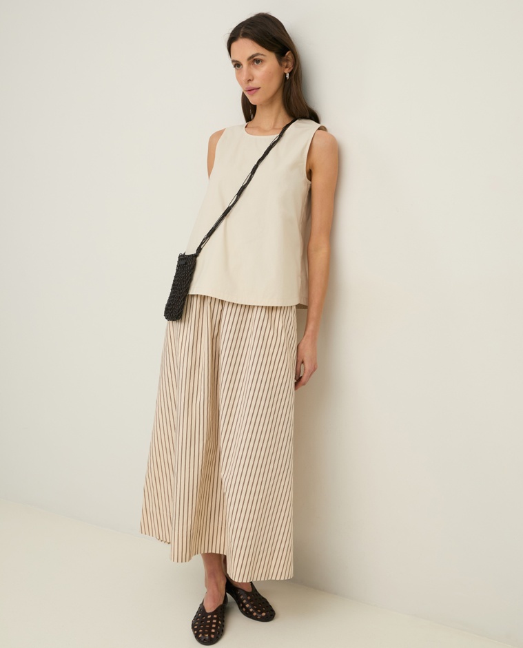 Long striped poplin skirt|Yerse