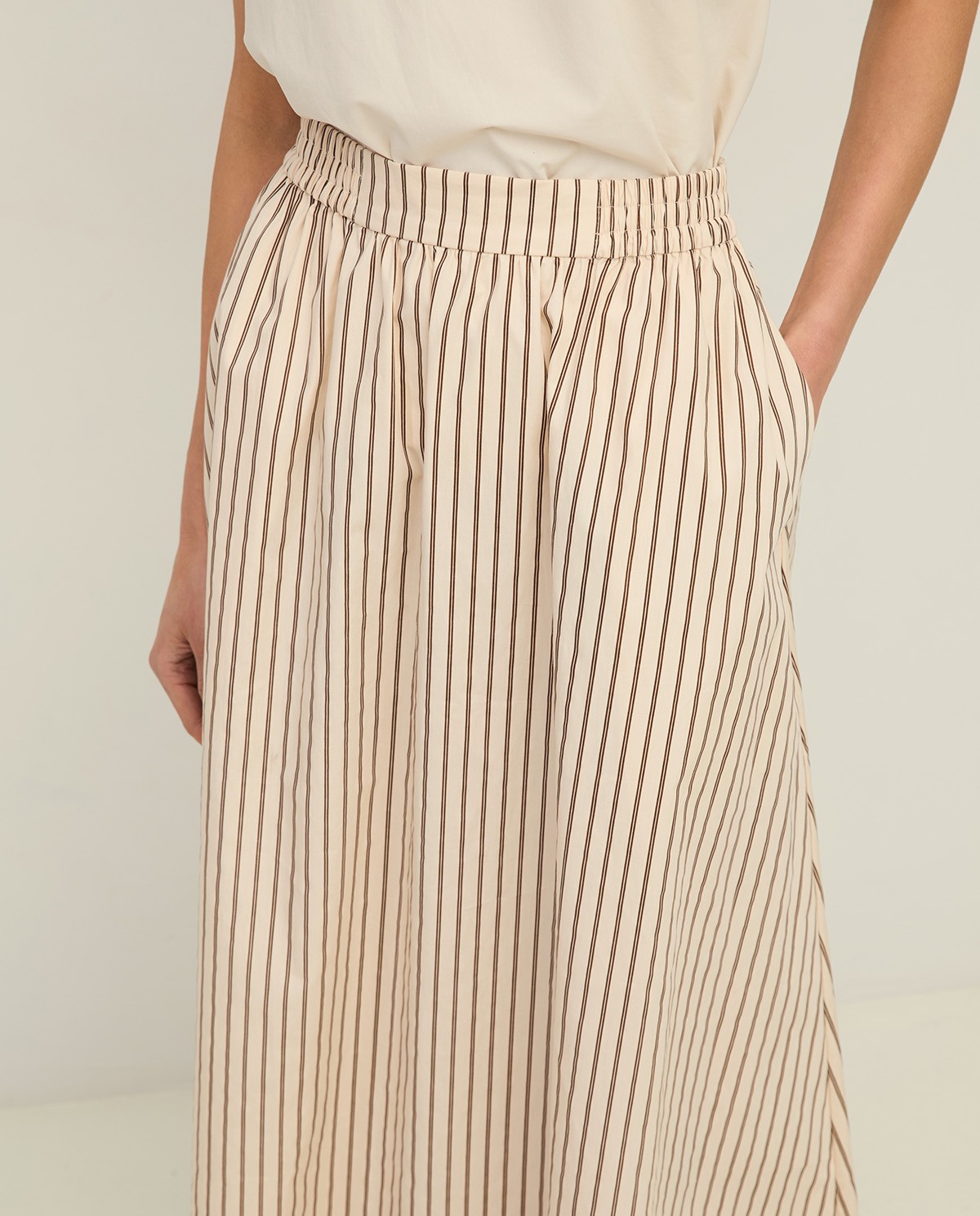 Long striped poplin skirt|Yerse 4