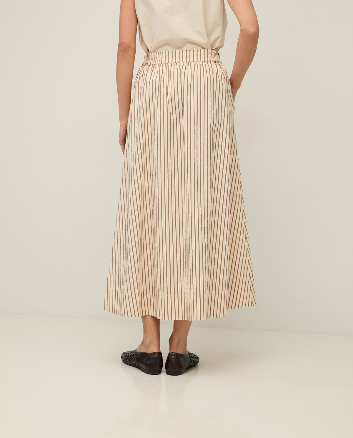 Long striped poplin skirt|Yerse 5