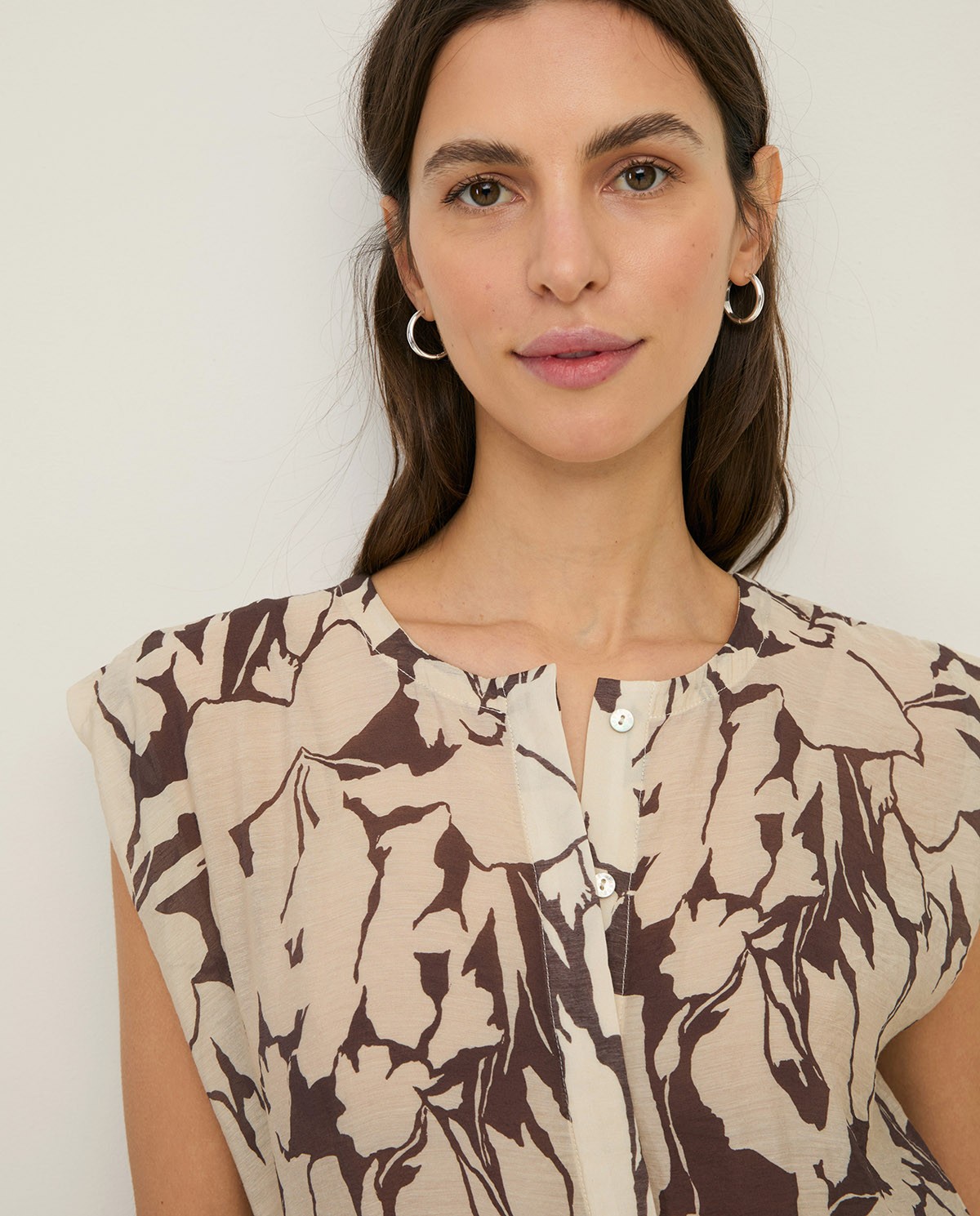 Vestido gasa fluido estampado flores