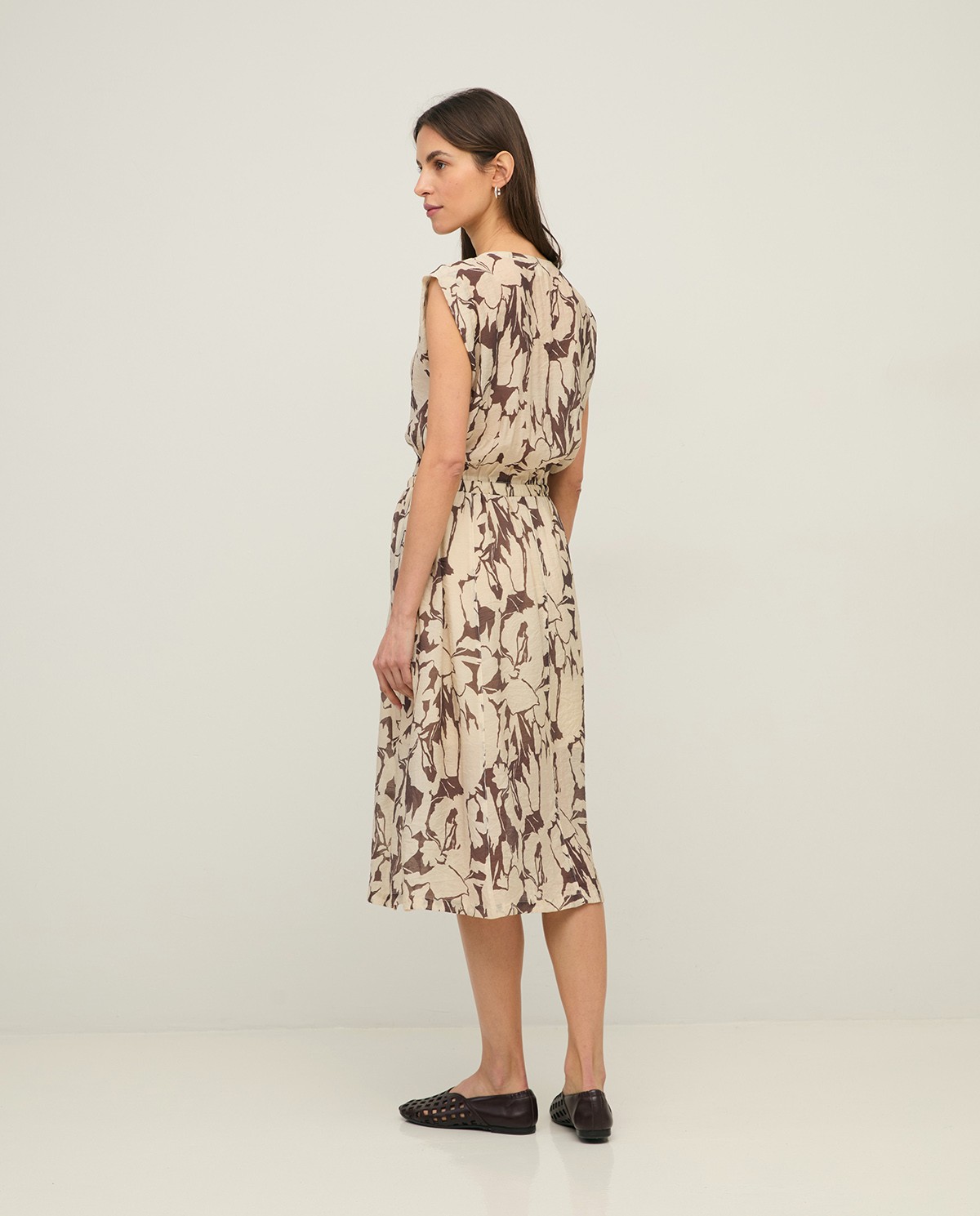 Vestido gasa fluido estampado flores