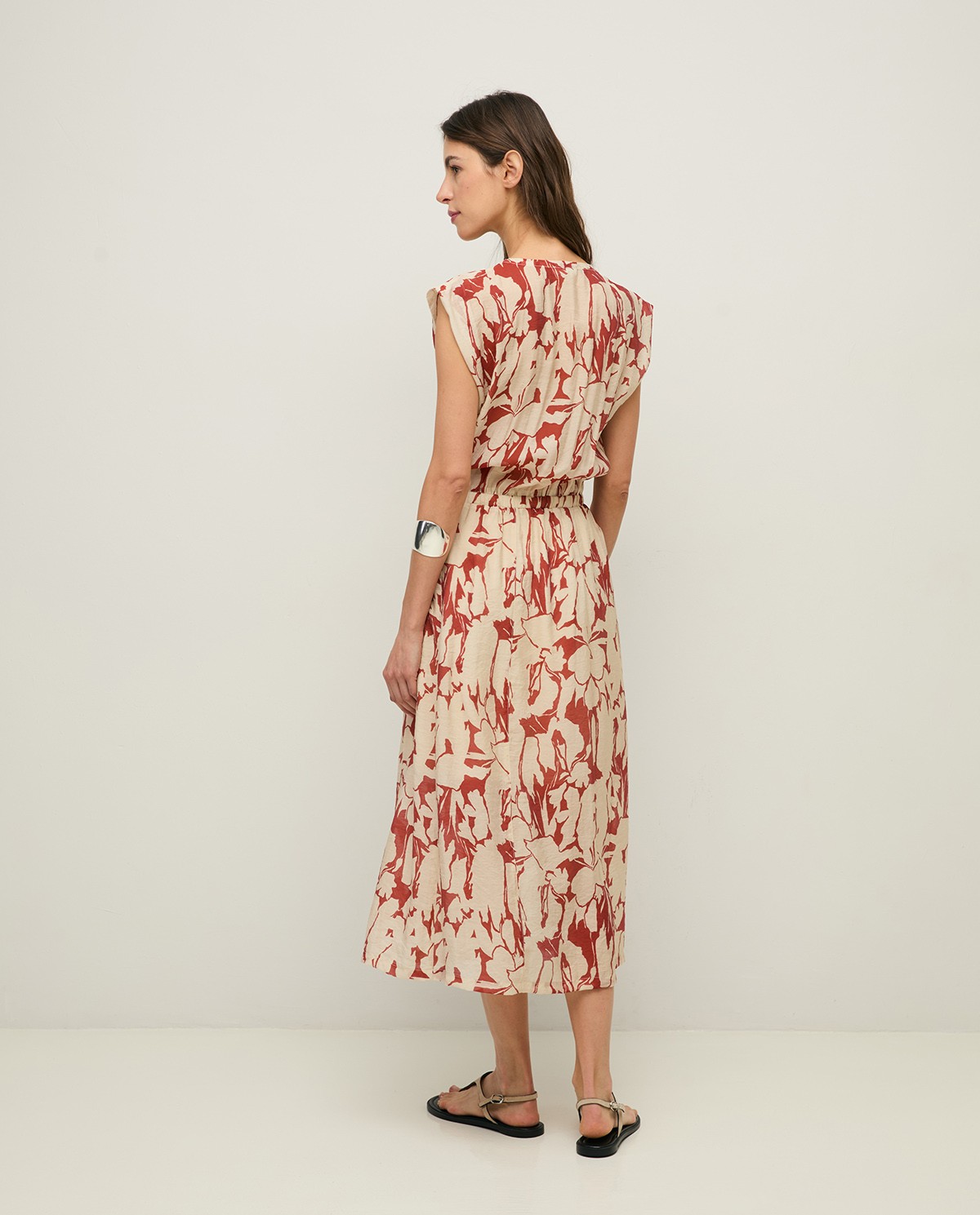 Vestido gasa fluido estampado flores