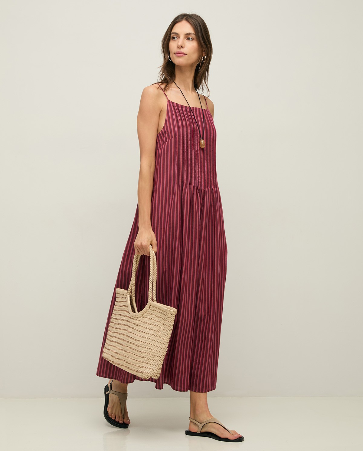 Striped midi camisole dress|Yerse 4