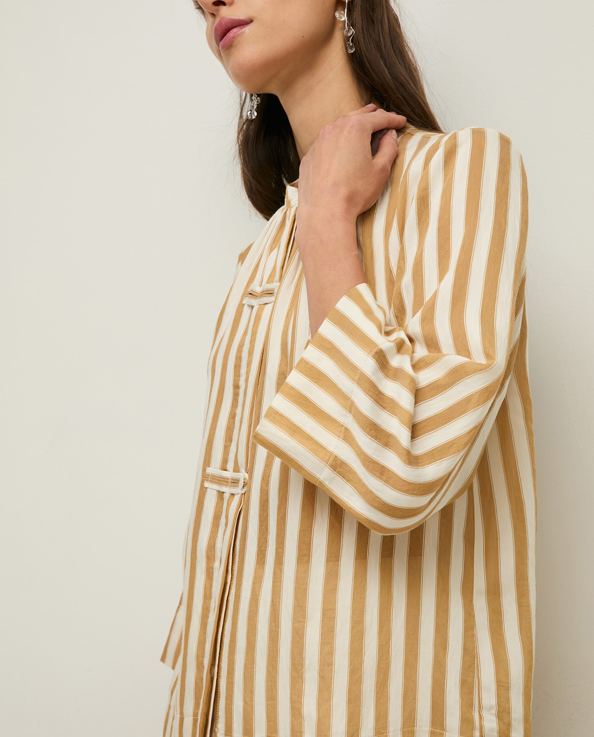 Striped Mao-neck blouse|Yerse 2