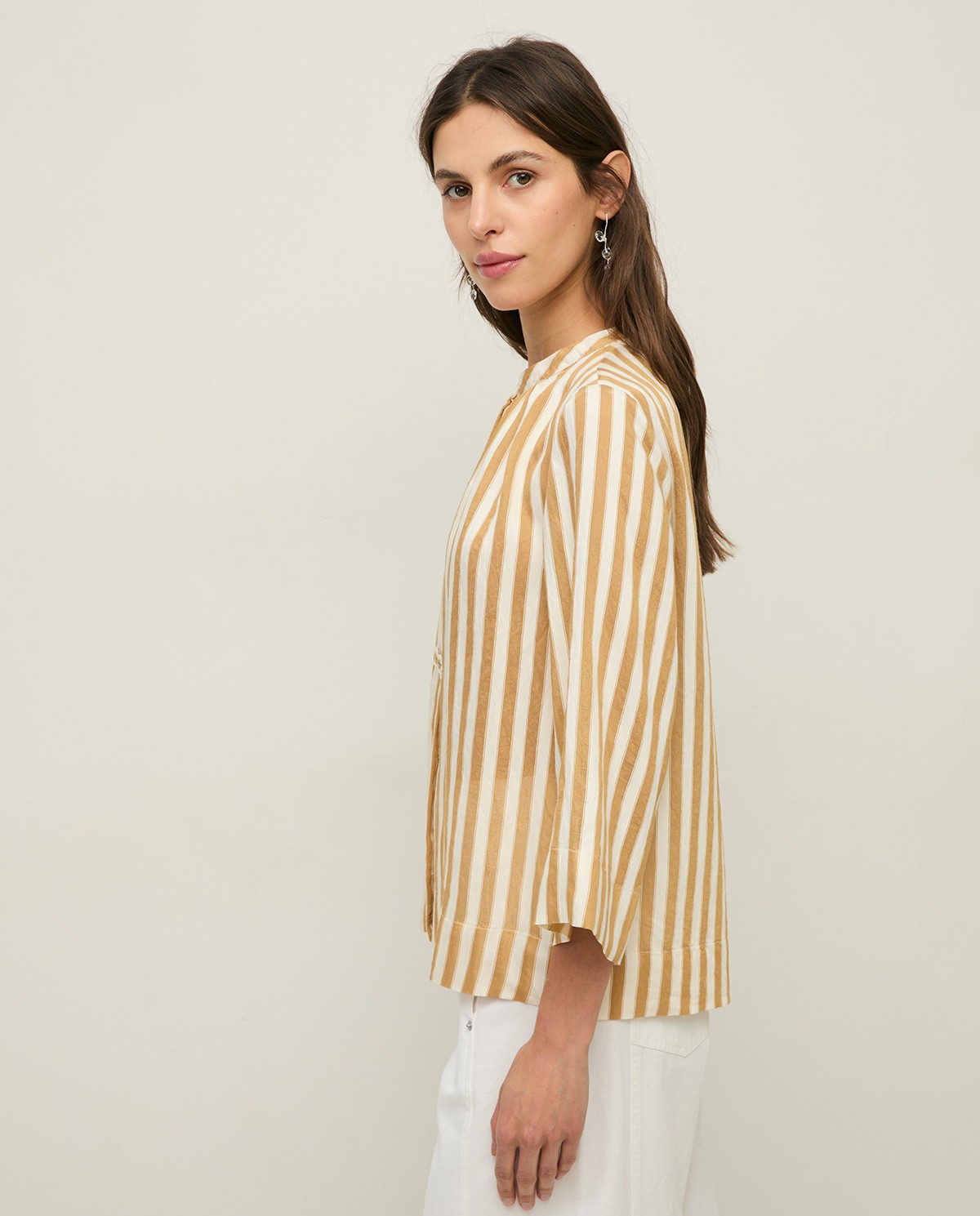 Striped Mao-neck blouse|Yerse 3