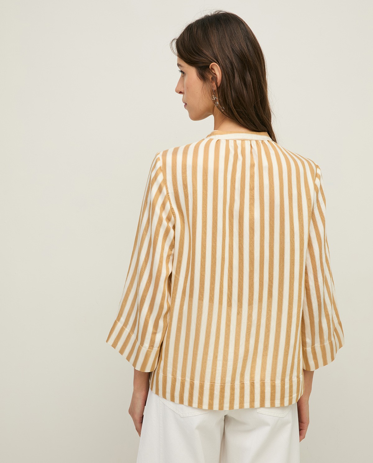 Striped Mao-neck blouse|Yerse 4