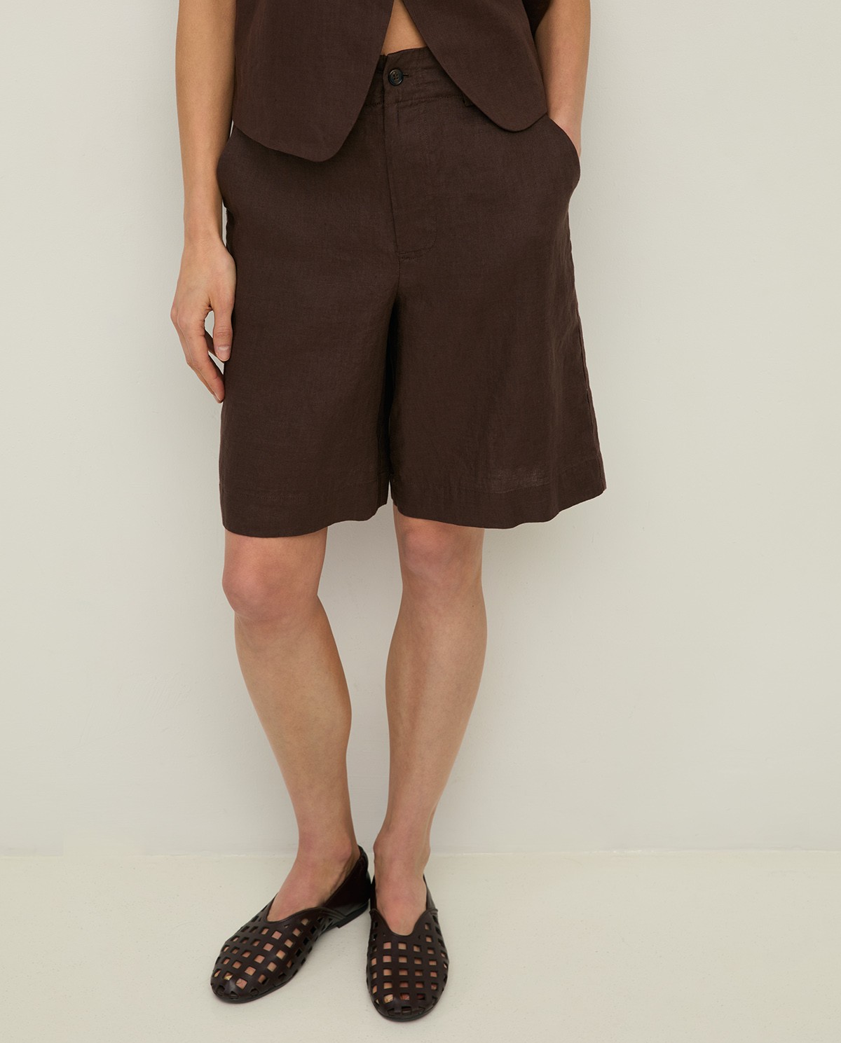 100% linen Bermuda shorts|Yerse 3
